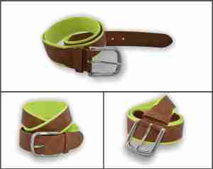 Men′s Brown PU Green Polyester Belt